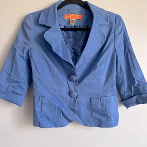 Cynthia Steffe Jacket Women's Size 2 Blue Linen Blend 3/4 Sleeve NWOT